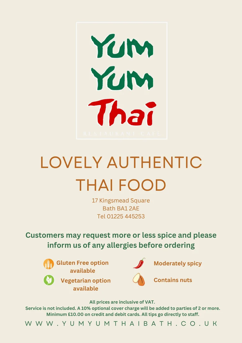 Cover of the Yum Yum Thai published menu